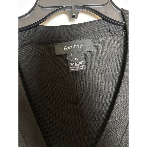 NWT Karen Kane Sweater Cardigan Cashmere Blend Black w/ White Shirt Hem X-Large - Picture 3 of 6